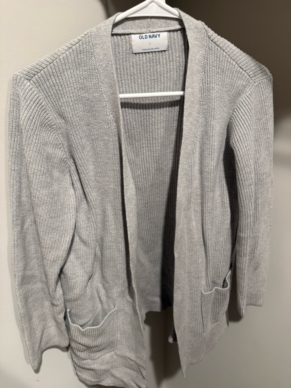Old Navy Light Gray Open-Front Knit Cardigan with Pockets